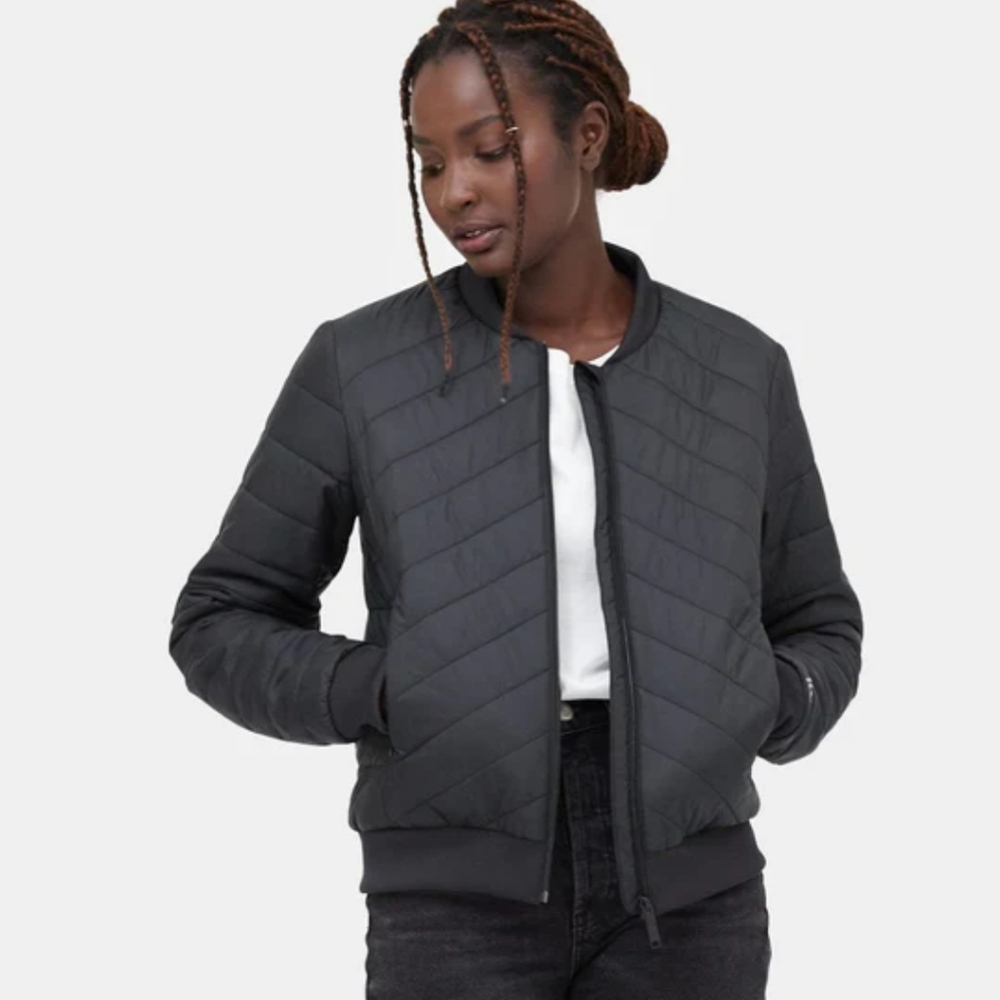 Tentree bomber jacket Black, Size Large NWOT